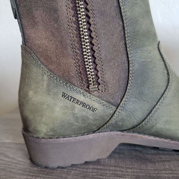 Teva Ellery Ankle Waterproof Distressed Leather Boots Olive Green Sz Women's 6.5 - Picture 9 of 12